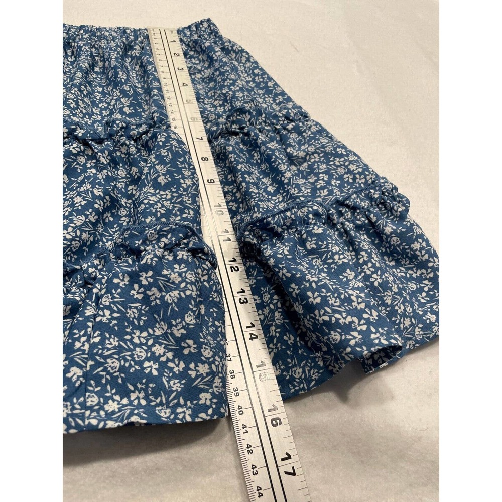 Shein Layered Tiered Blue Ditsy Floral Mini Skirt XS/S Ruffle Frill Trim Boho - Picture 8 of 8